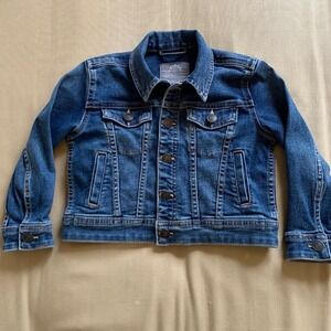 Primary Kids Stretch Denim Blue Jean Jacket Pockets Toddler Sz 3 Boy Girl Unisex